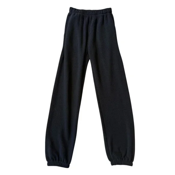LESET Teddy Jogger Black Fleece Textured Sweatpants Made in USA XS LB091A-TEDDY - Picture 2 of 8